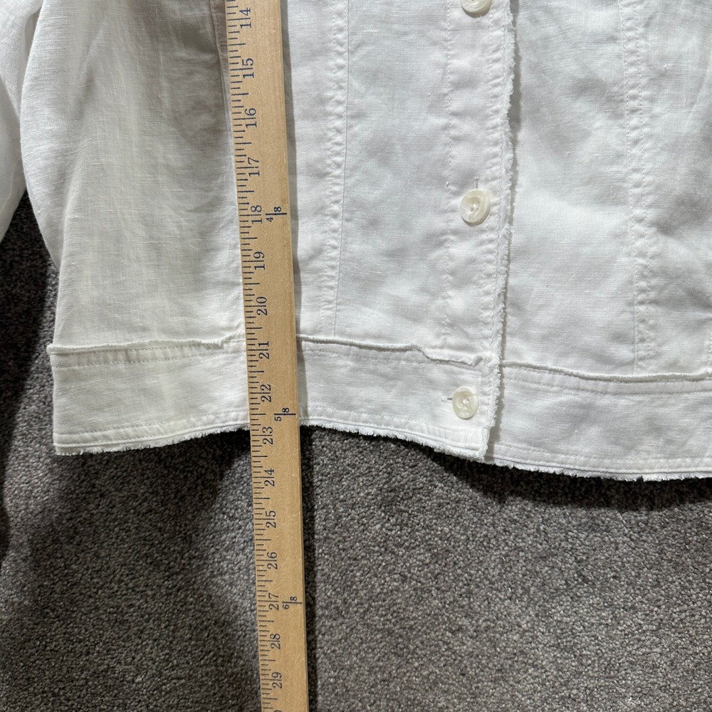 Tommy Bahama Two Palms Linen Raw-Edge Jacket White Women XL Coastal Beach Casual - Picture 4 of 10